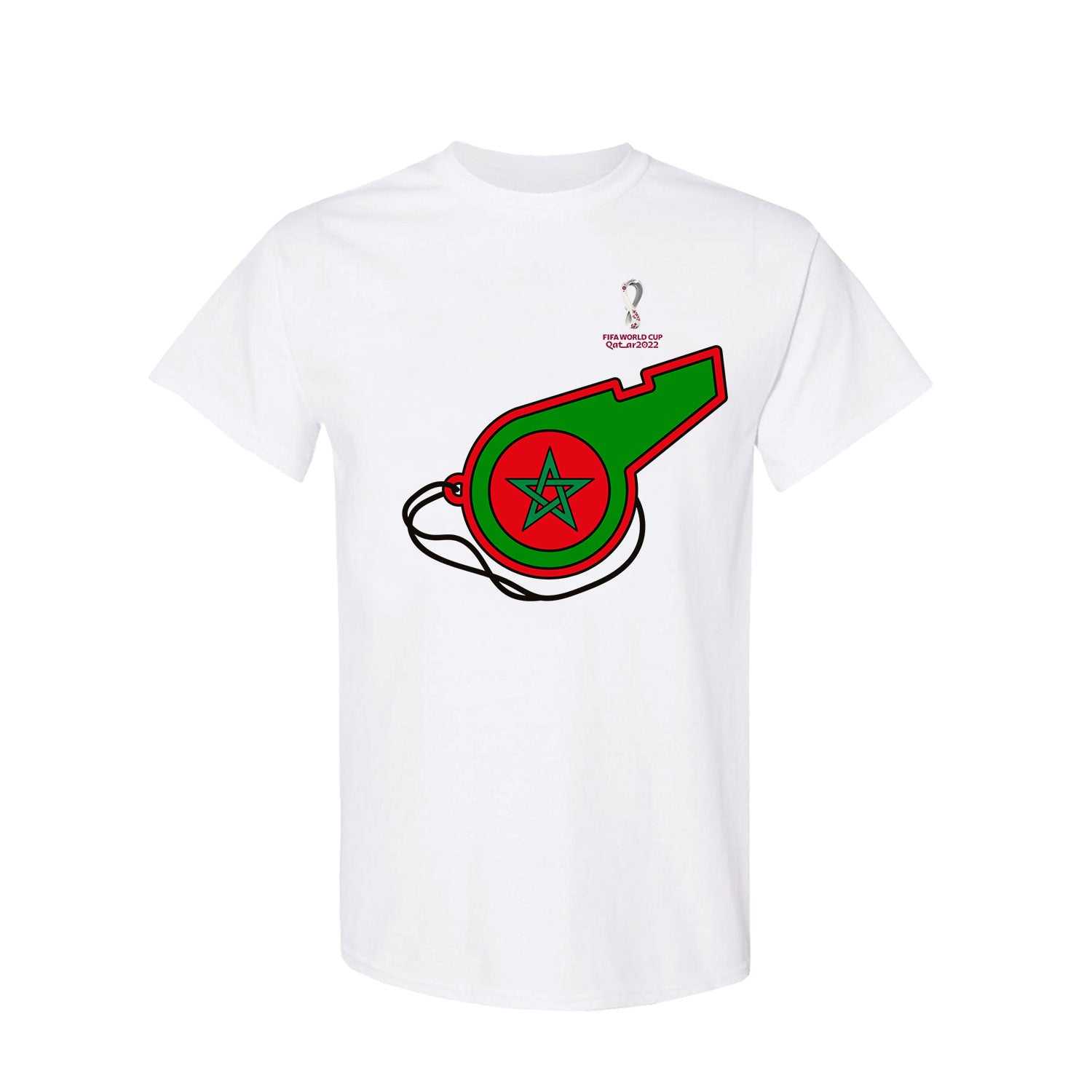 2022 World Cup Morocco Whistle T-Shirt White - Mens