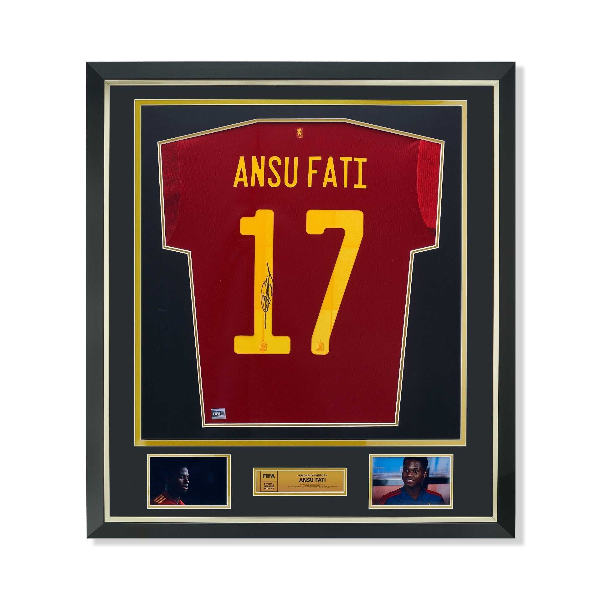 FIFA World Cup Ansu Fati Official Back Signed And Framed Spain 2020-21 Home Shirt