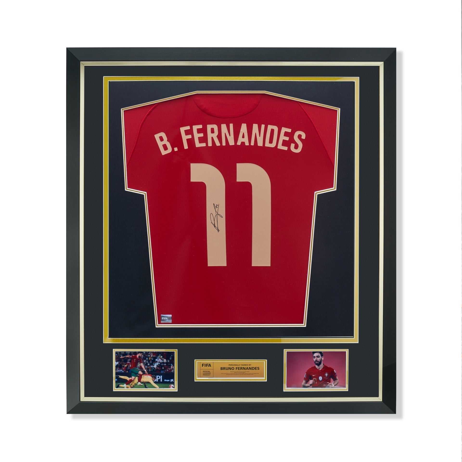 FIFA World Cup Bruno Fernandes Official Signed And Framed Portugal 2020-21 Home Shirt
