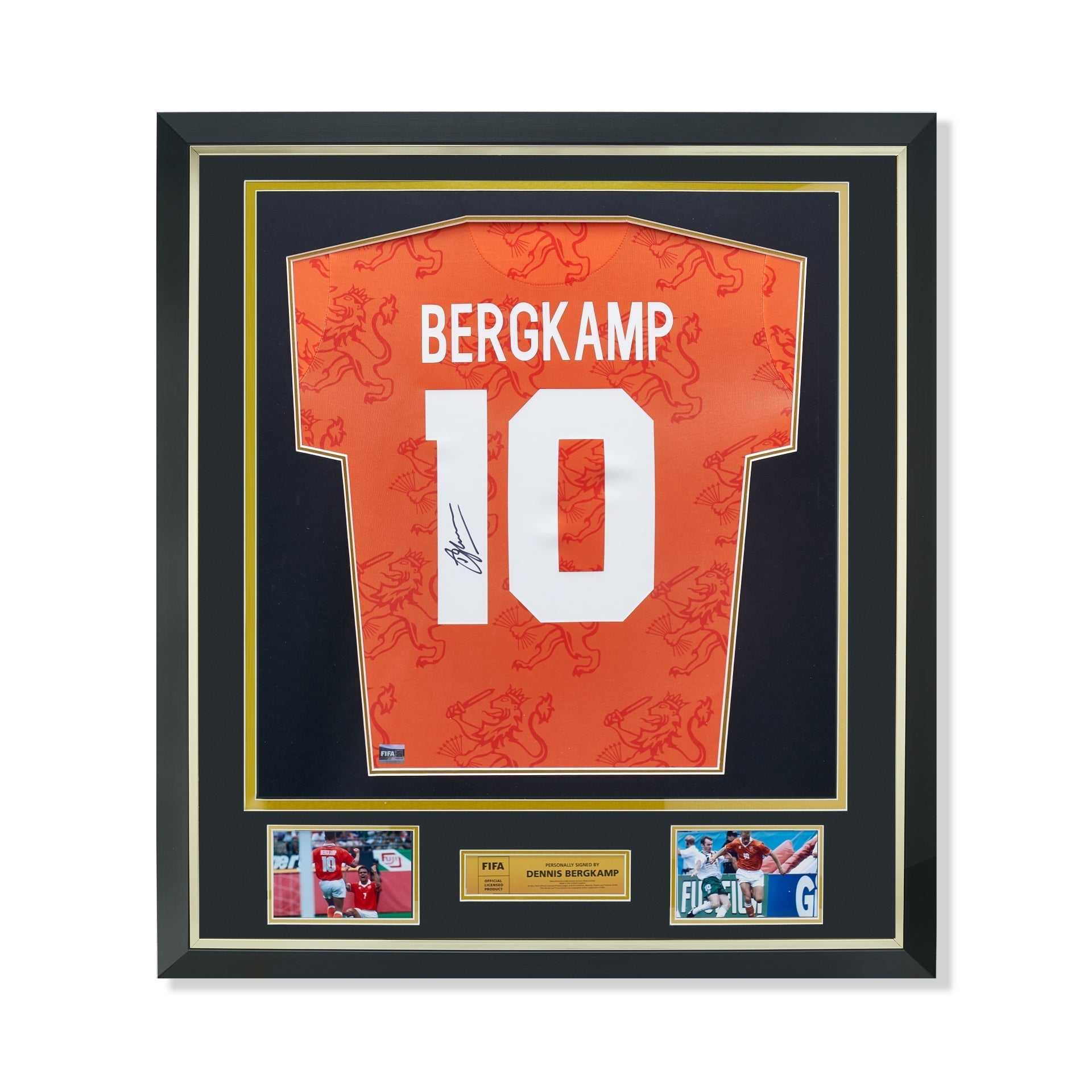 FIFA World Cup Dennis Bergkamp Official Signed And Framed Netherlands 1994 Home Shirt