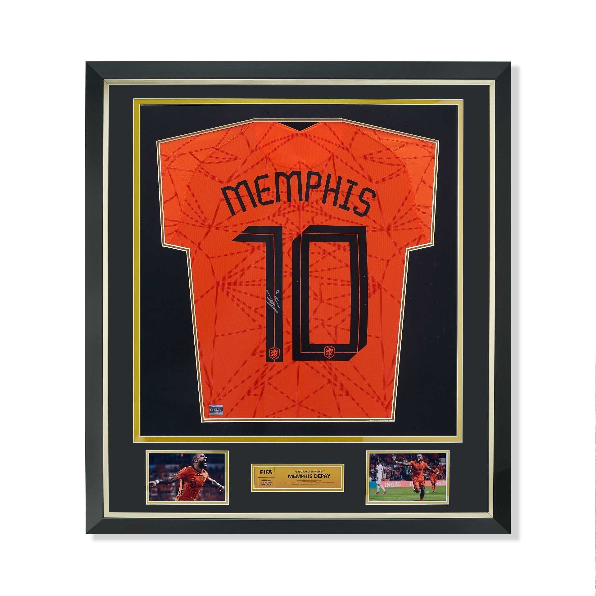 FIFA World Cup Memphis Depay Official Signed And Framed Netherlands 2020-21 Home Shirt