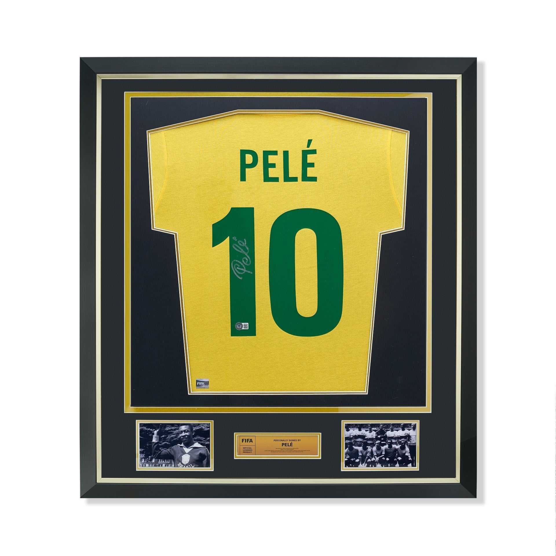 Pele Signed Jersey - Signed And Framed Brazil 1970 Home Shirt