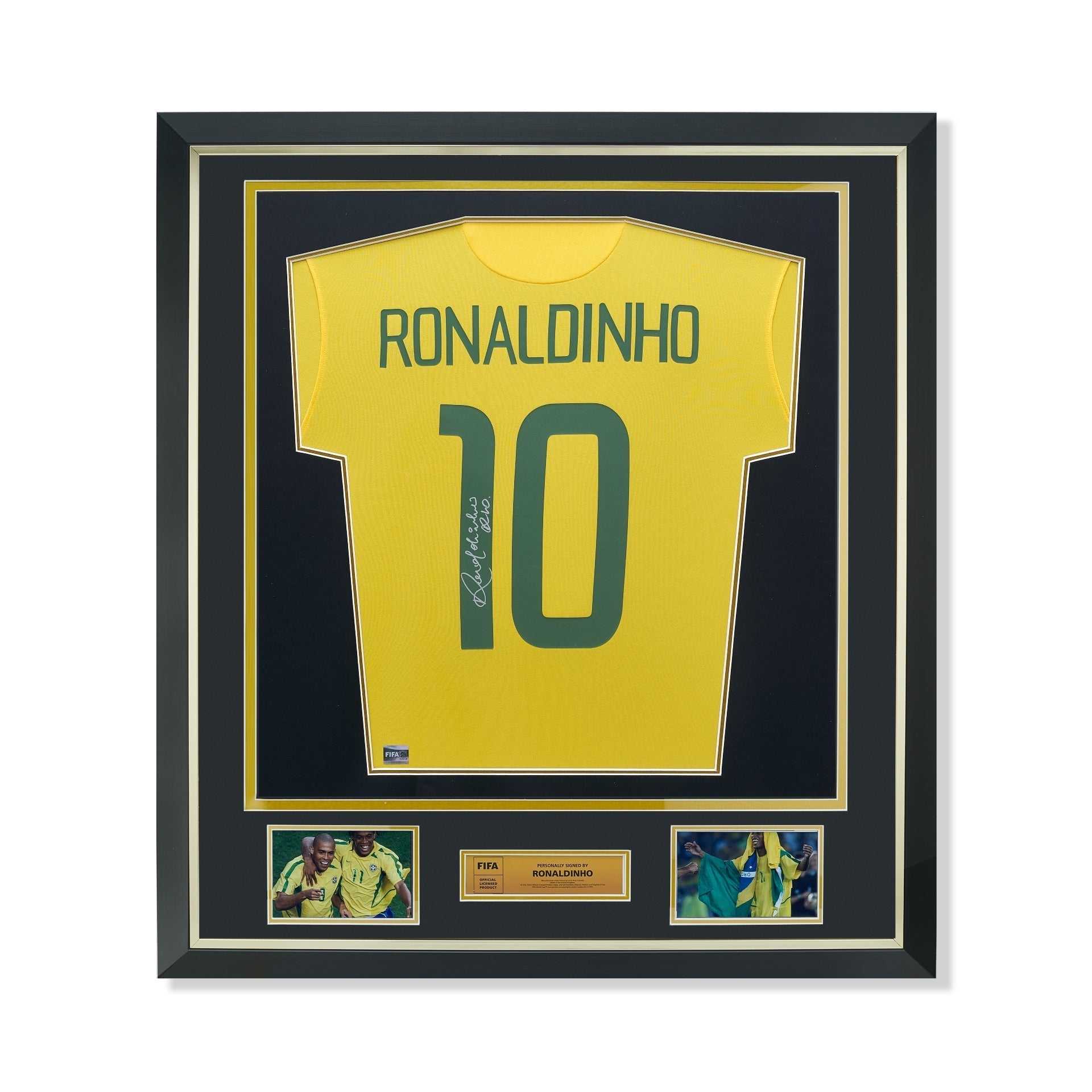FIFA World Cup Ronaldinho Official Signed And Framed Brazil Home Shirt