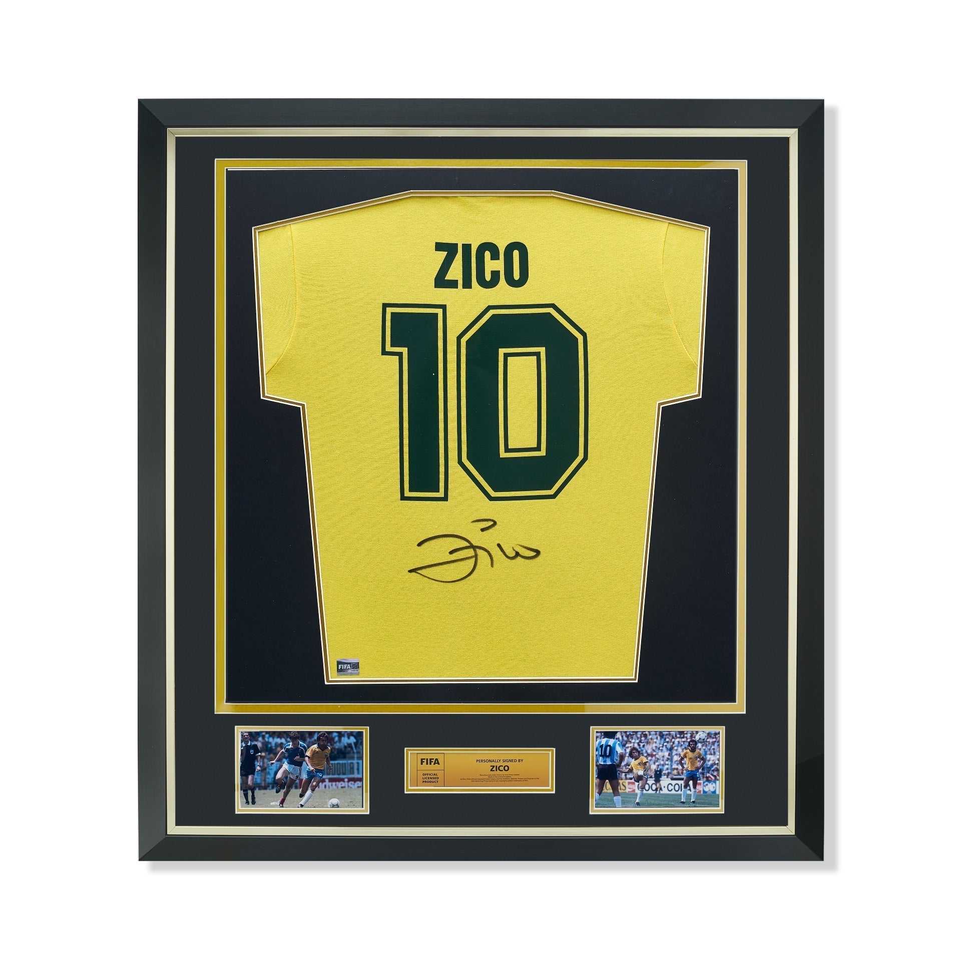 FIFA World Cup Zico Official Back Signed And Framed Brazil 1982 Home Shirt