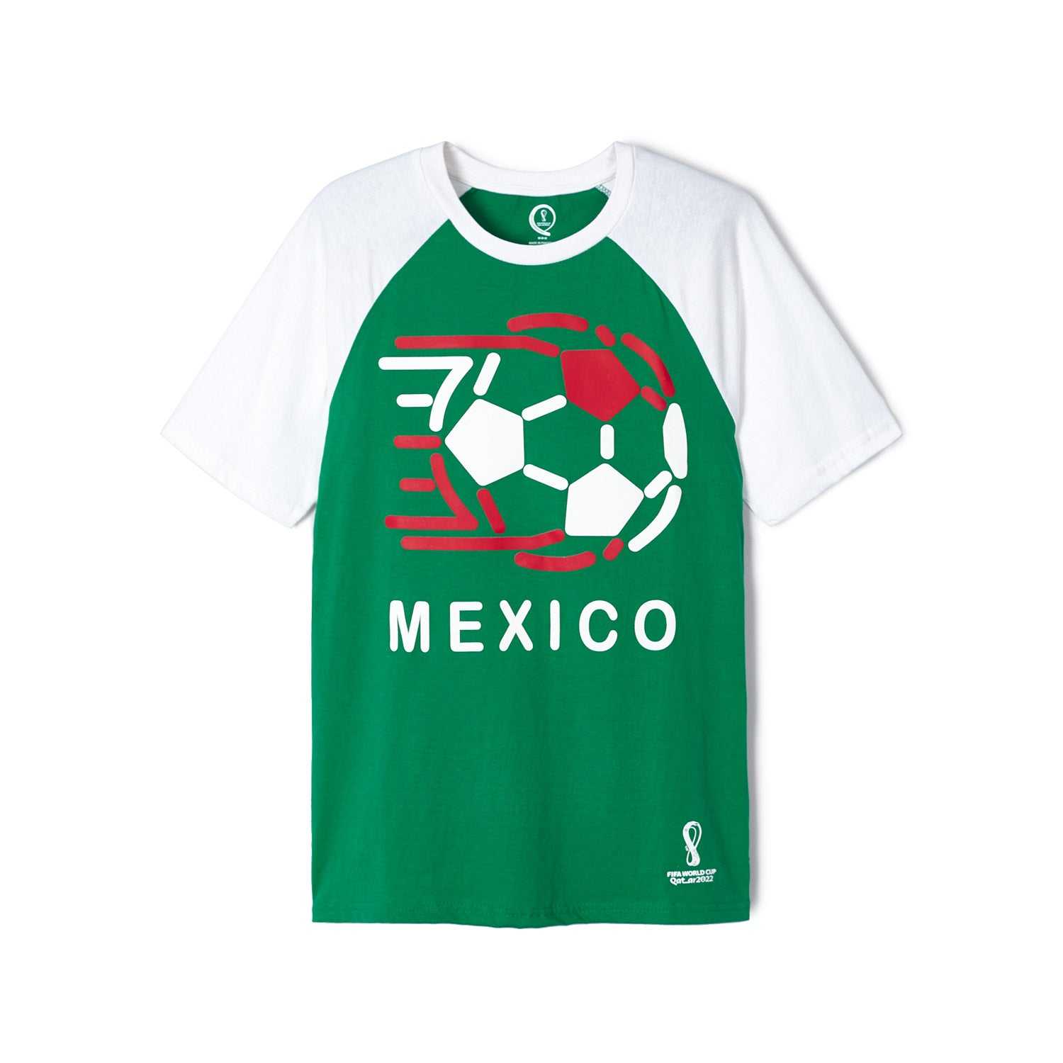 2022 World Cup Mexico Green Raglan T-Shirt - Mens