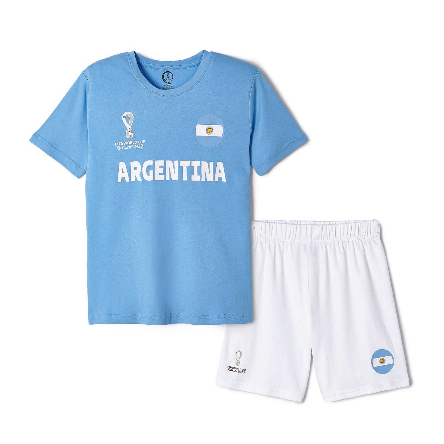 2022 World Cup Argentina Light Blue T-Shirt & Shorts- Youth