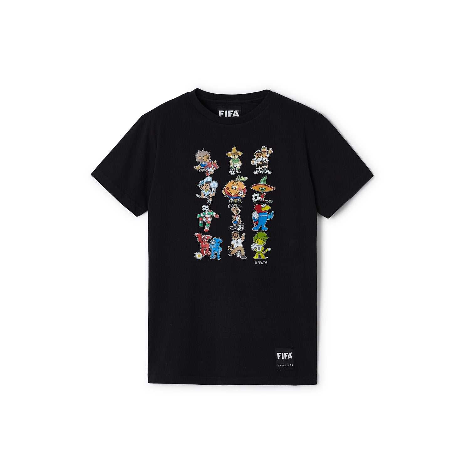 World Cup Collage Mascot Black T-Shirt - Youth