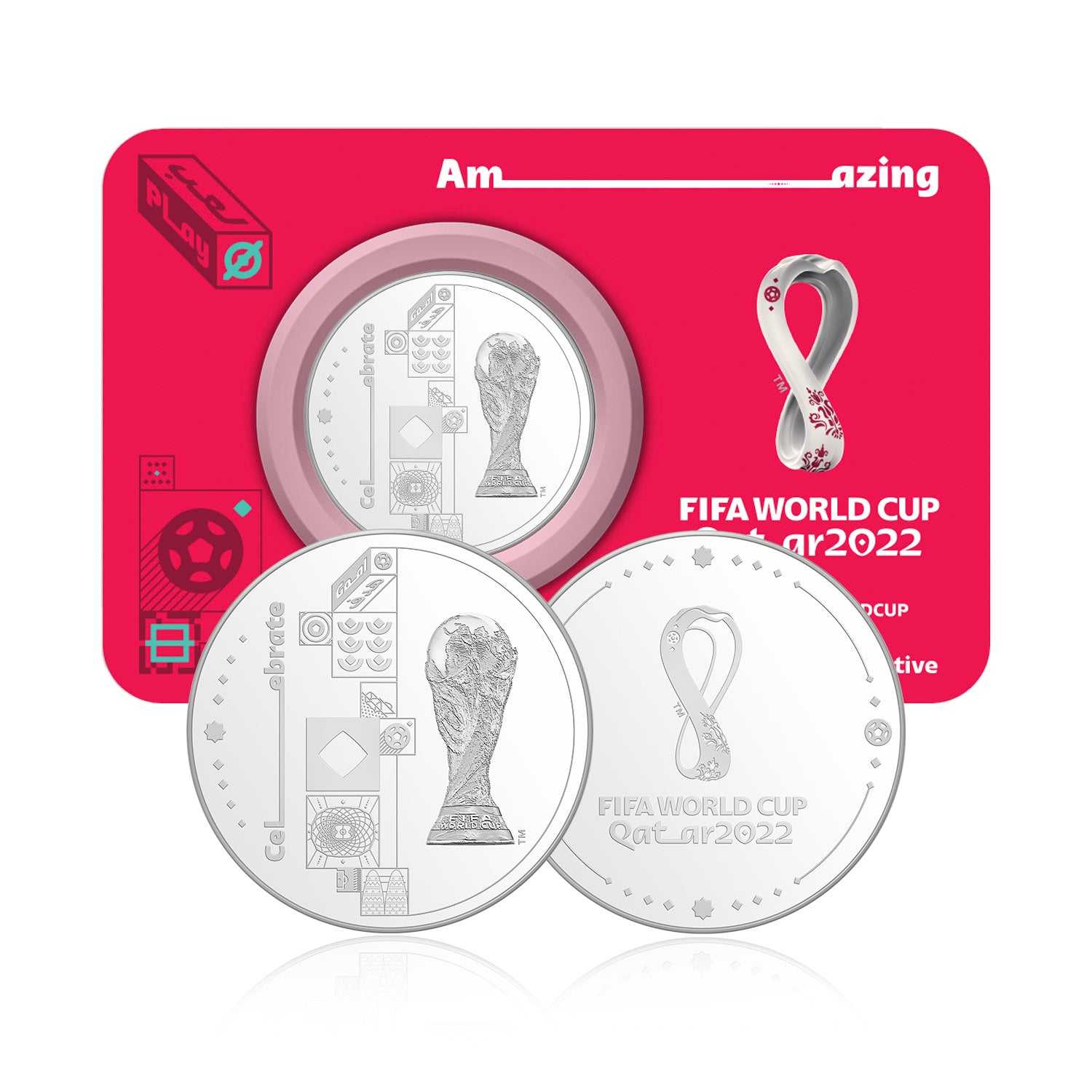 FIFA World Cup 2022 32mm Silver Medal With Push Fit Coin Card