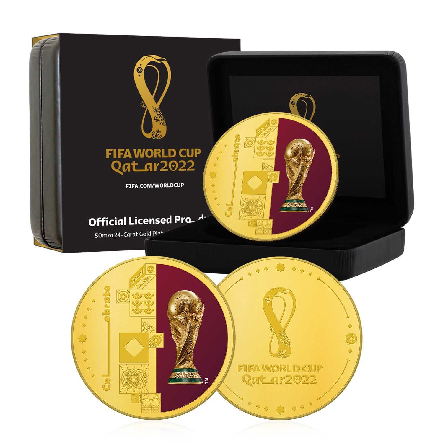 FIFA World Cup 2022 50mm Gold Medal With Certificate & Sleeve