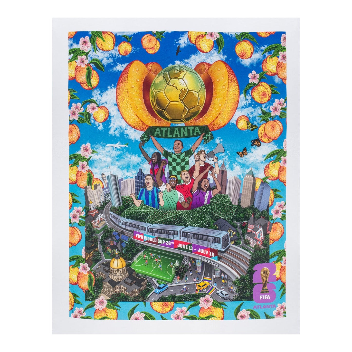 Camiseta Blanca con Póster de Atlanta del Mundial 2026 - Unisex