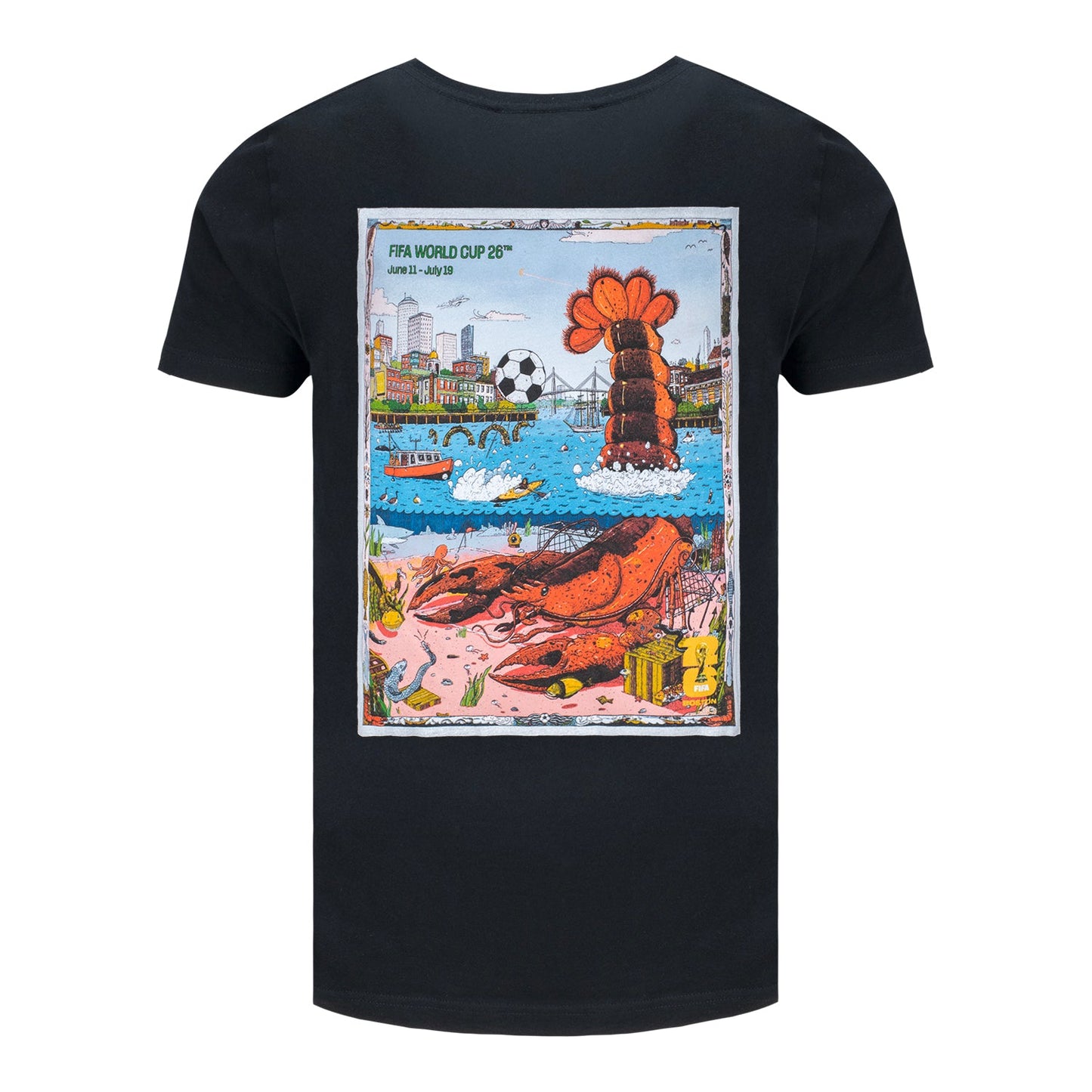 Camiseta Preta Pôster da Copa do Mundo da FIFA 2026™ Boston - Unissex