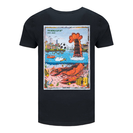 Camiseta Negra con Póster de Boston del Mundial 2026 - Unisex