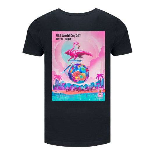 Camiseta Negra con Póster de Miami del Mundial 2026 - Unisex