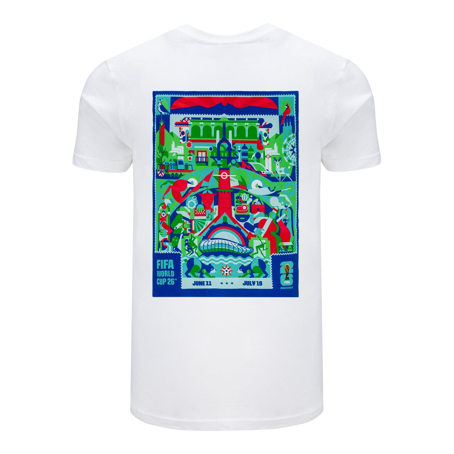 T-Shirt mit Monterrey-Poster zur WM 2026 (weiss) [ENG] – Unisex
