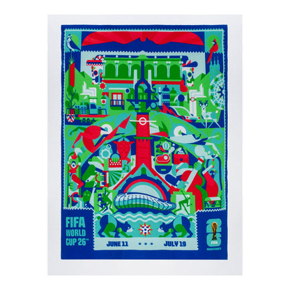 T-Shirt mit Monterrey-Poster zur WM 2026 (weiss) [ENG] – Unisex