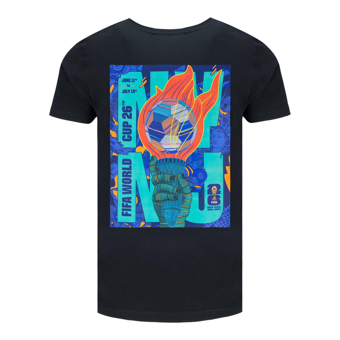 Camiseta Preta Pôster da Copa do Mundo da FIFA 2026™ Nova York Nova Jersey - Unissex