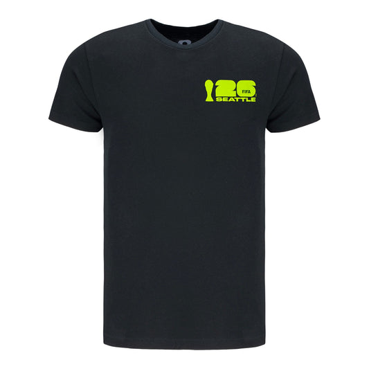 Camiseta Preta Pôster Seattle da Copa do Mundo da FIFA 2026™ Seattle - Unissex
