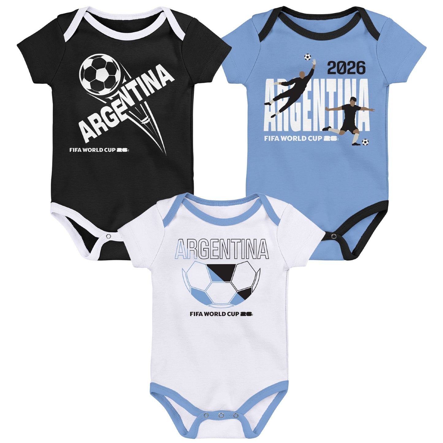 Kit com 3 bodies Argentina da Copa do Mundo da FIFA 2026™ - Infantil