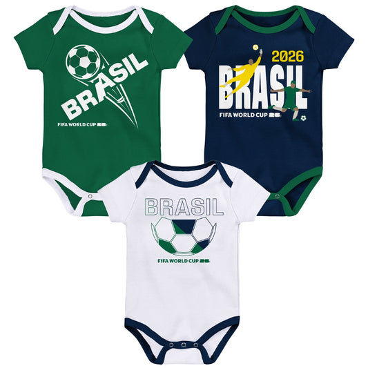 Brasilien-Strampler-Dreierpack zur WM 2026 – Säuglinge