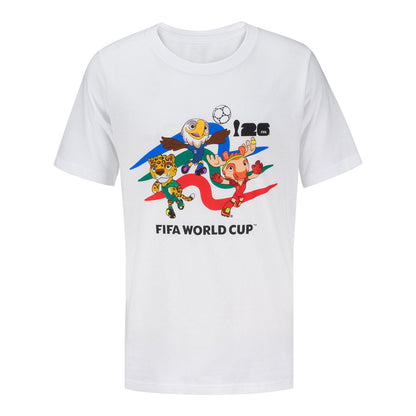 T-Shirt mit Maskottchen-Crew zur WM 2026 (weiss) – Kinder