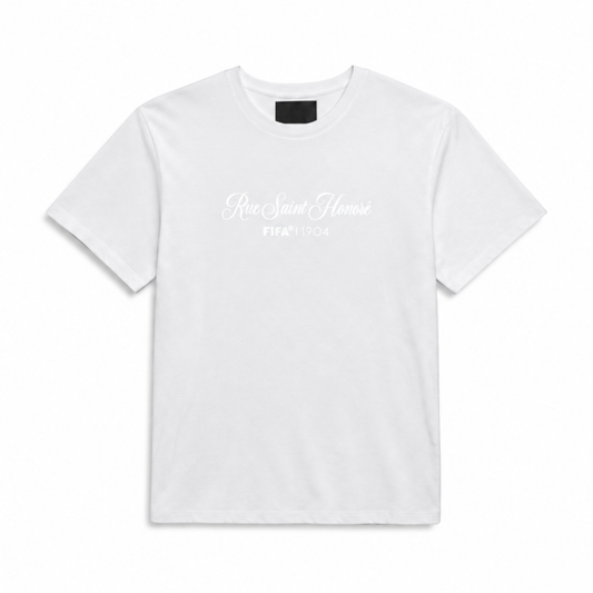 T-Shirt mit Rue-Saint-Honoré-Schriftzug (arktischweiss)