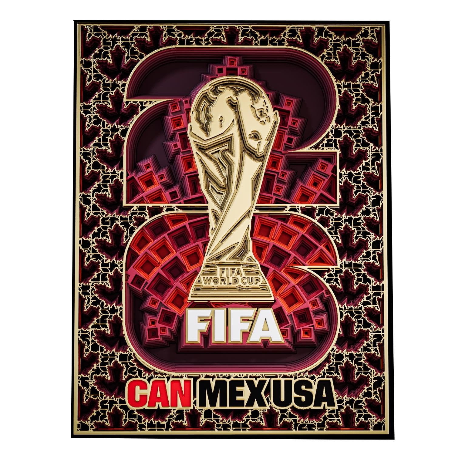 World Cup 2026 Canada Host Country Emblem 3D Wood Art Frame
