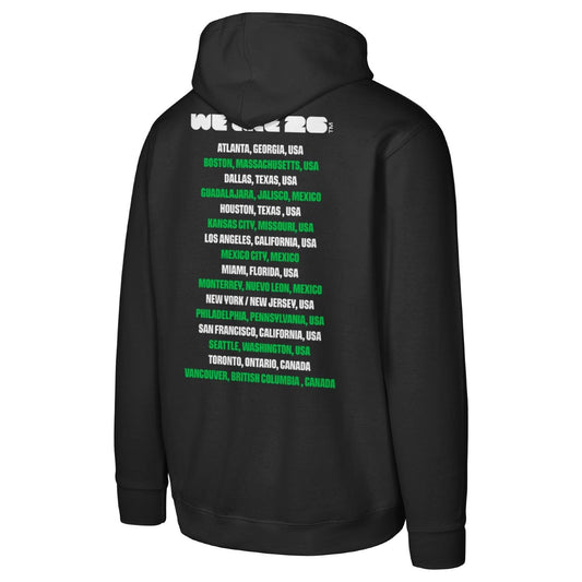 2026 World Cup Host Cities Futbol Black Hoodie - Unisex