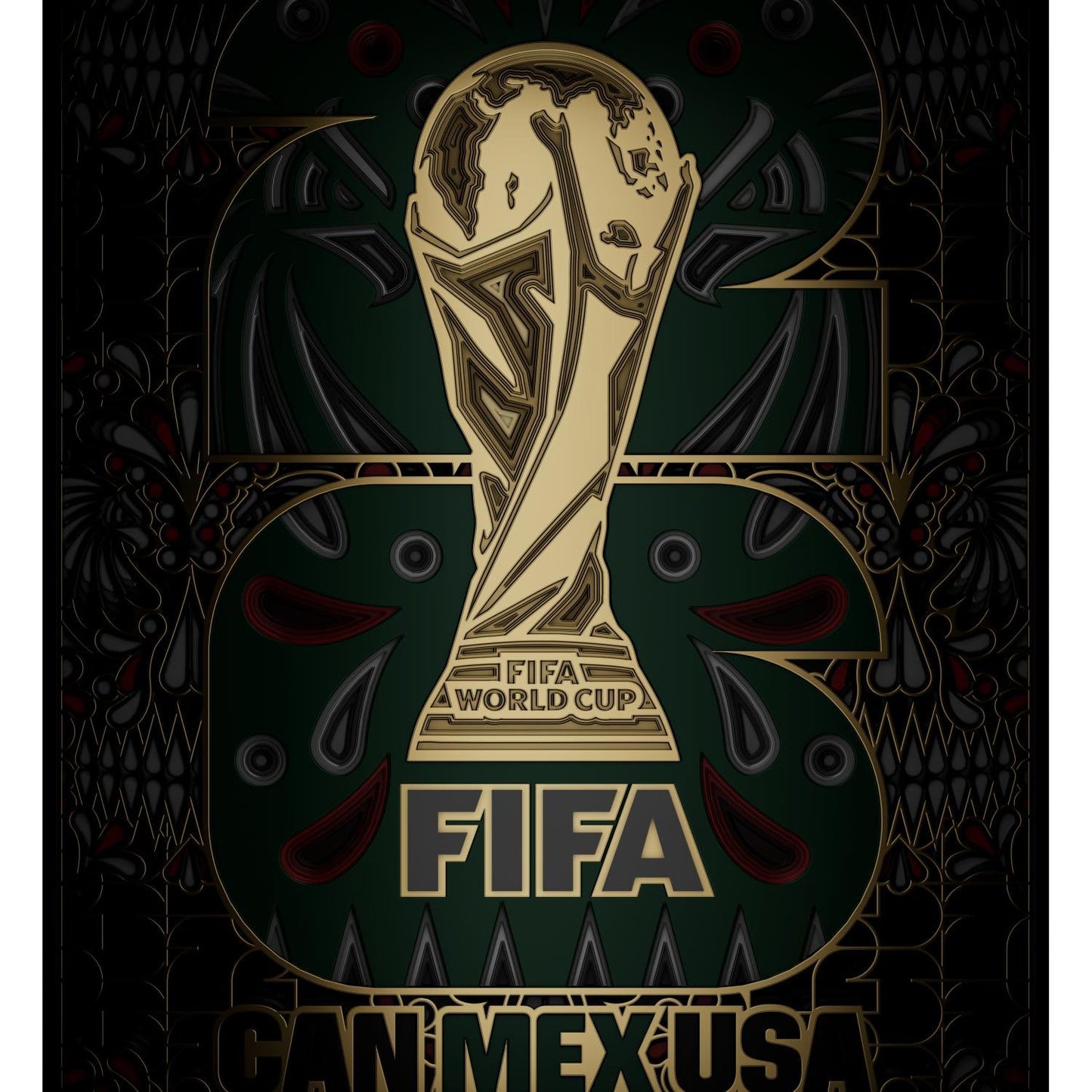 World Cup 2026 Mexico Host Country Emblem 3D Wood Art Frame